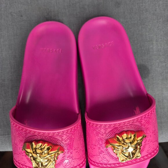 Women's Versace Fuchsia Pink Palazzo Medusa Slides COA - Size EU 39 - Picture 4 of 11